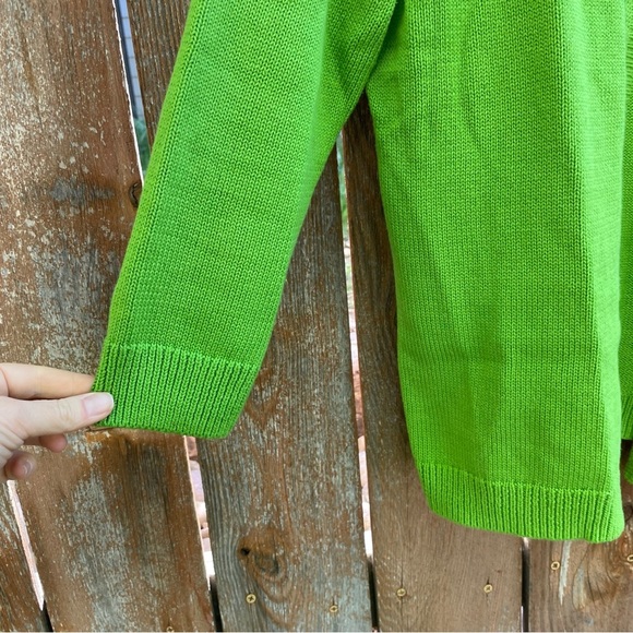 TALBOTS Women’s Green 3/4 Sleeves Button-Up Sweater Cardigan Medium Petite - Picture 4 of 13